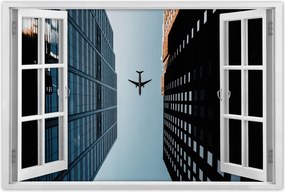 Poszterek 90x60 Repülőgép az épületek között