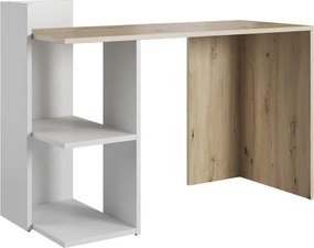 Íróasztal könyvespolccal, artisan tölgy/fehér színben PACO