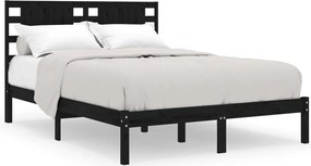 vidaXL fekete tömör fenyőfa ágykeret 200 x 200 cm