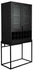 Fekete tölgyfa bortartó szekrény, palackok száma 20, 89x181 cm Travis – Zuiver