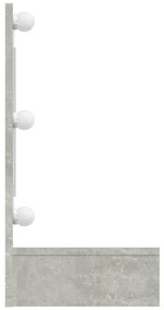 betonszürke tükrös szekrény LED-ekkel 90 x 31,5 x 62 cm