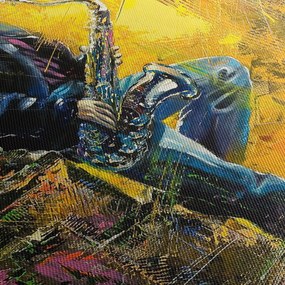 Egy szaxofonos képe (órával) (90x30 cm)