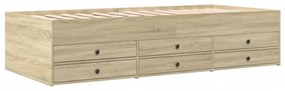 sonoma tölgy kanapéágy fiókkal matrac nélkül 75x190 cm