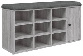 szürke sonoma színű szerelt fa cipőtároló pad 102 x 32 x 50 cm