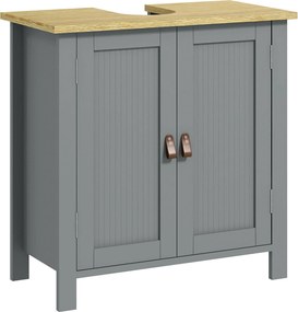 kleankin Mosdó Alatti Fürdőszoba Szekrény, Fürdőszoba Mosdóegység, 2 Ajtóval, Állítható Polccal, 2 Polccal Belül, PU Fogantyúkkal, 60 x 30 x 60 cm, Sz