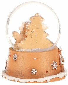 Mézeskalács hóember karácsonyi hógömb, polirezin, 9 cm