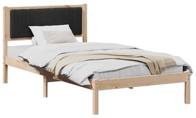 Ágykeret Kárpitozott Fejtámlával Fekete 100 x 200 cm