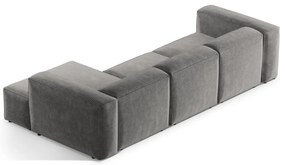 Világosszürke kordbársony sarokkanapé (jobb oldali-heverő résszel) Bergamo – Cosmopolitan Design