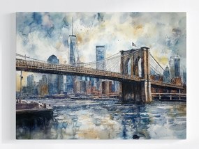 Vászonkép Canvas Brooklyn Bridge Nyc Akvarell Város Panoráma 80x60