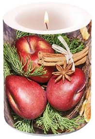 Karácsonyi átvilágítós gyertya Winter Apples 12x10cm