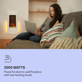 Klarstein Lamington, elektromos kandalló, 2000 W, LED láng, forrólevegős fűtőtest, időzítő, világítás