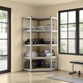 SONGMICS fém sarokpolc, 5 szintes, 875 kg teherbírás, 180 x 90 x 90 cm