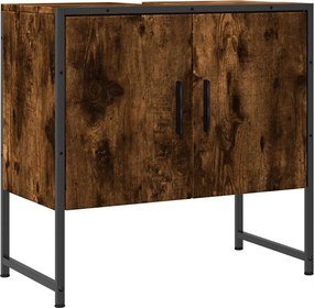 vidaXL füstölt tölgy szerelt fa fürdőszobai mosdószekrény 60x33x60 cm