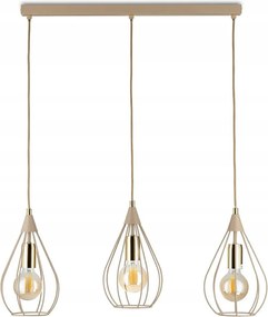 Noa Függőlámpa Bézs arany kiegészítőkkel 3xE27 75 cm Modern Taupe