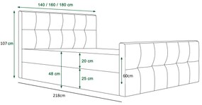 Franciaágy  Boxspring 160 cm Macheta (oliva) (matraccal és tárolóhellyel). 1046724