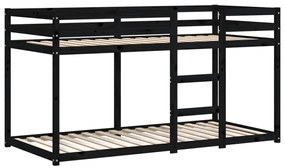 fekete tömör fenyőfa emeletes ágy 90 x 200 cm