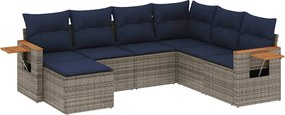 vidaXL 7 részes szürke polyrattan kerti ülőgarnitúra párnákkal