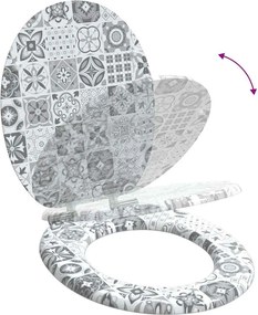 Lágy záródású WC ülőke Kék és fehér porcelán 44 x 38 cm MDF lap