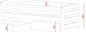 Gyerekágy 90 x 200 cm Erin (ágyráccsal és tárolóhellyel) (fehér). 1012941