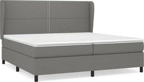 vidaXL sötétszürke szövet rugós ágy matraccal 200 x 200 cm