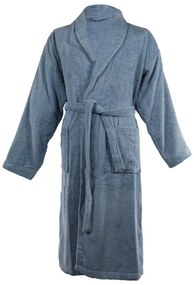 Kék pamut fürdőköpeny XXL Lindu – Tiseco Home Studio