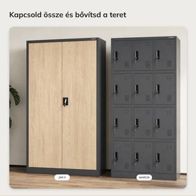 Fém irodai iratszekrény antracit / sonoma tölgy: Eco Design JAN II, 1150 x 1850 x 400 mm
