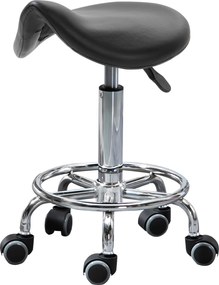 HOMCOM Forgószék 5 Kerekével, Magasságban Állítható Szék, Párnázott Ergonomikus Hab Ülés, Modern és Sokoldalú Dizájn, 36.5x37.5x51-66 cm, Fekete | Aos