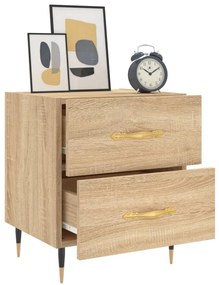 2 db sonoma tölgy színű szerelt fa éjjeliszekrény 40x35x47,5 cm