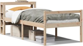 vidaXL tömör fenyőfa ágy időseknek fejtámlával 90 x 190 cm