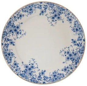 Porcelán desszerttányér 21cm, White Blue Flowers