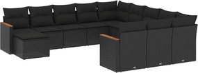 vidaXL 12 részes fekete polyrattan kerti ülőgarnitúra párnákkal