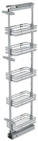 Konyhai fémrács, kamravasalat, 300mm, króm-fehér, teljes kihúzású, csillapított záródás, 1880-2180mm, 5 kosár SIGE, Infinity Plus 265