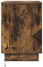 LED Világítással Ellátott Éjjeli Szekrény Füstölt Tölgy 39x34.5x50 cm