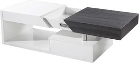 Dohányzó asztal, fehér fény/szürke fa design, MELIDA