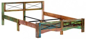Vintage Fa Ágykeret - Tömör Újrahasznosított Fa, 166x212 cm, Egyedi Kivitelezés - Stabilitás és Elegancia Otthonában!