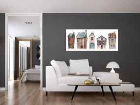 Kép - Akvarell házak (120x50 cm)