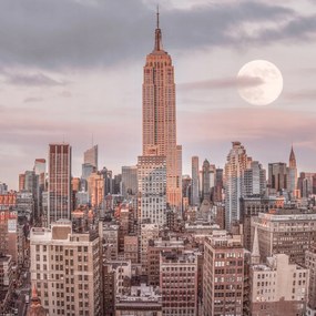 Poszter 40x40cm Empire State Building Manhattan panorámával New York, Ass