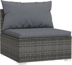 9 részes szürke polyrattan kerti ülőgarnitúra párnákkal