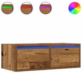 TV szekrény LED világítással régi fa 75x35,5x25 cm