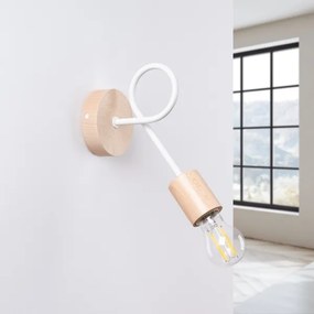 Sollux SL.1473 - Fali lámpa EMBER 1xE27/15W/230V fehér/bézs/bükkfa