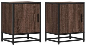 Éjjeliszekrények 2 db barna tölgy 40x31x50 cm műfából és fémből