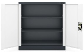 Alacsony fém irattartó szekrény BEATA, 900 x 930 x 400 mm, antracit-fehér