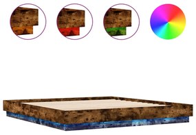 füstös tölgy színű ágykeret LED-világítással 200x200 cm