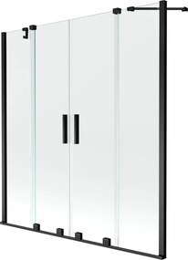 Mexen Velar Duo kétszárnyú, 140 x 150 cm-es toló kádparaván, átlátszó, fekete - 896-140-000-02-70