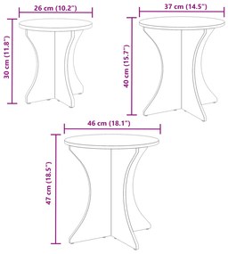 Dohányzóasztal 3 pcs Fehér 46 x 46 x 47 cm Tömör fenyőfa