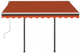 narancssárga-barna kézzel kihúzható LED-es napellenző 3,5x2,5 m