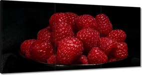 Vászonkép 180x90 Érett málna egy tálban