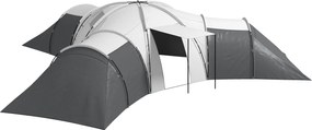 Outsunny Alagút Sátor, Camping Sátor 6-9 Főnek, Családi Sátor 3 Hálószobával, Nappalival, Verandával, Szállító Táskával, 2000 mm Vízhatlan Oxford, Ker