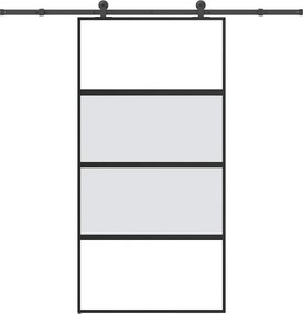 vidaXL tolóajtó vasalatokkal 102,5x205 cm edzett üveg&Alumínium