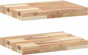 vidaXL 2 db kezeletlen tömör akácfa függőpolc 60 x 30 x 4 cm